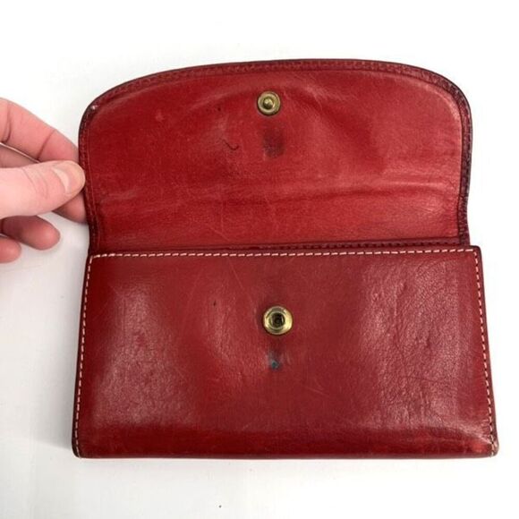 Vintage Dooney & Bourke Leather Wallet 70s 80s folding tru-fold key holder brown - Picture 3 of 7